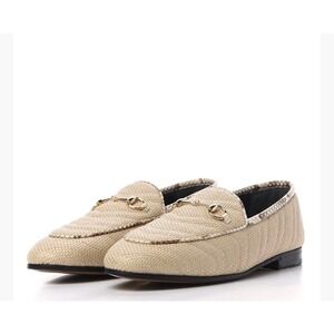 Gucci Jordaan Quilted Raffia Horsebit Loafers 36.5